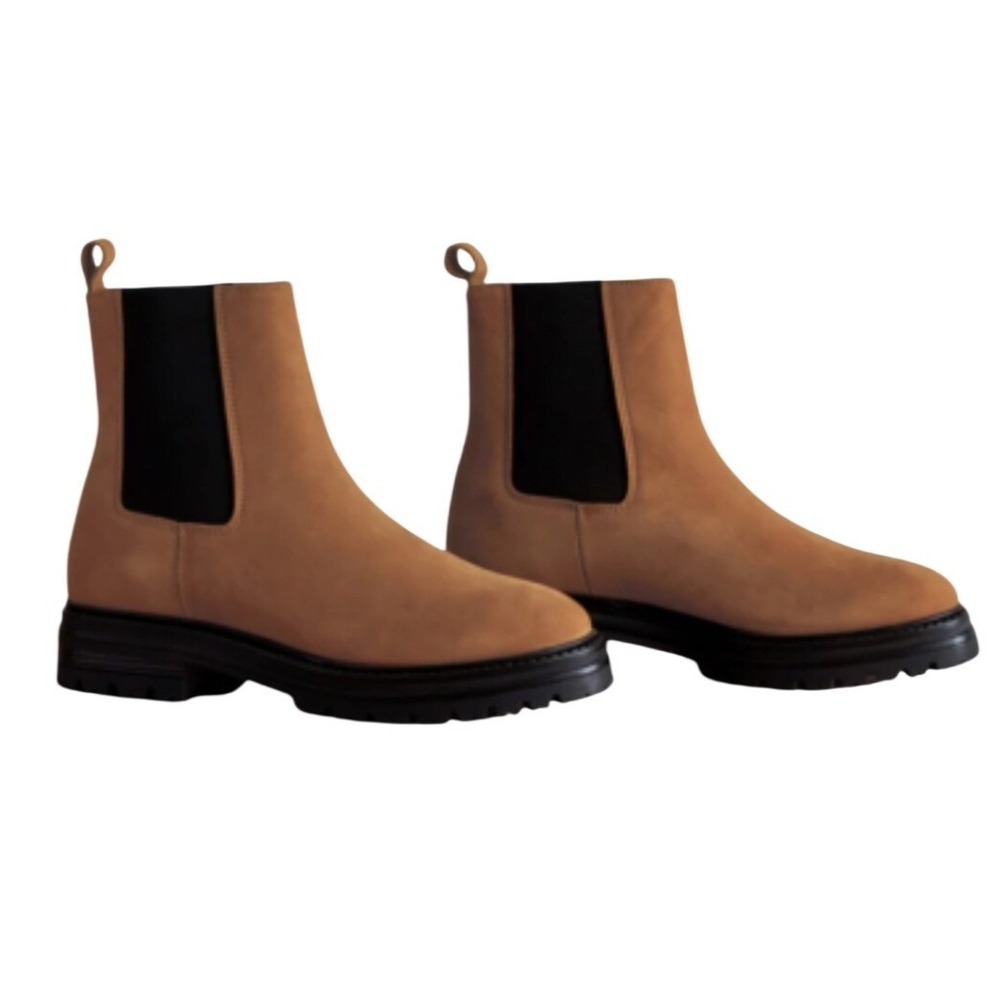 Jenni Kayne Brooklyn Lug Boot Saddle Suede Chelsea Boots Size 38 US 8.5 NEW NIB